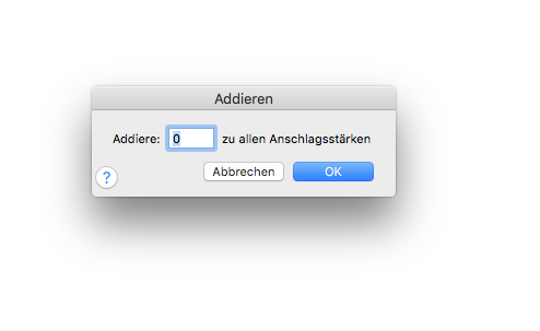 Dialogbox Addieren – Anschlagsstärken