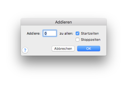 Dialogbox Addieren – Notendauern (Start-/Stoppzeiten)