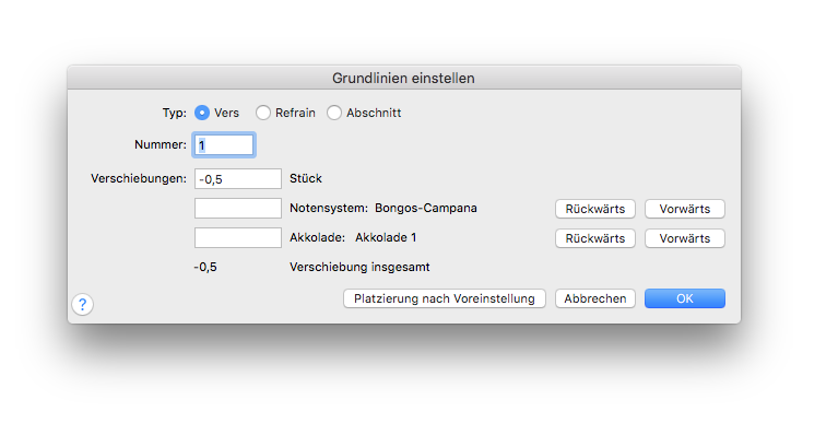 Dialogbox Grundlinien