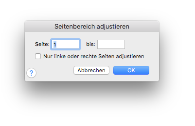 Dialogbox Seitenbereich adjustieren