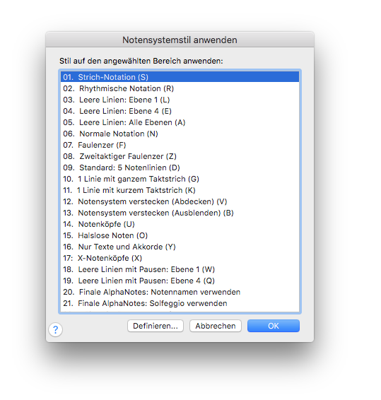 Dialogbox Notensystemstil anwenden