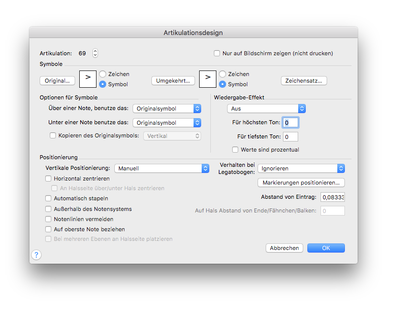 Dialogbox Artikulationsdesign