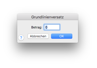Dialogbox Grundlinienversatz