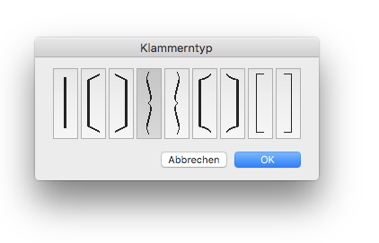 Dialogbox Klammerntyp
