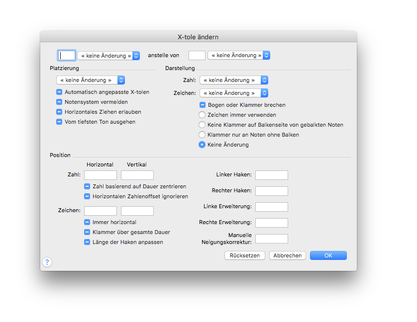 Dialogbox X-tolen ändern