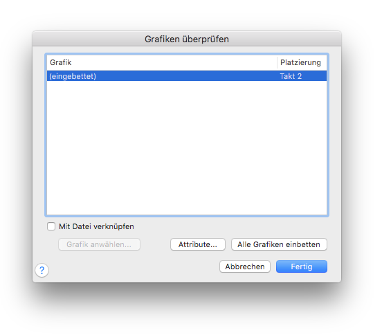 Dialogbox Grafiken überprüfen