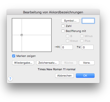 Dialogbox Bearbeitung von Akkordbezeichnungen