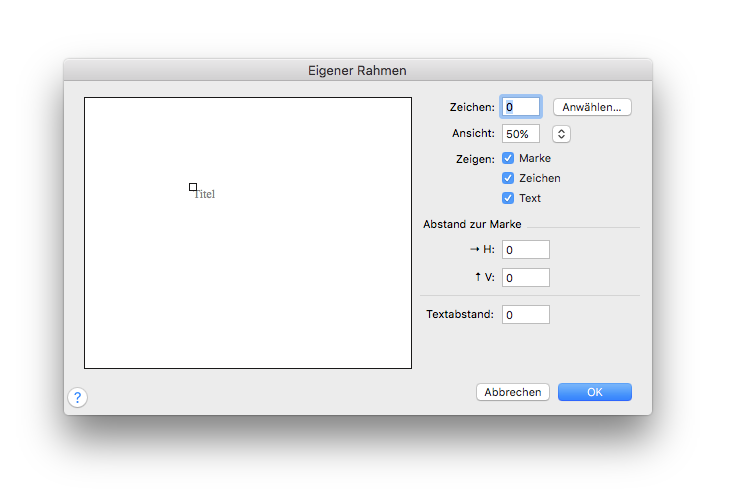 Dialogbox Eigener Rahmen