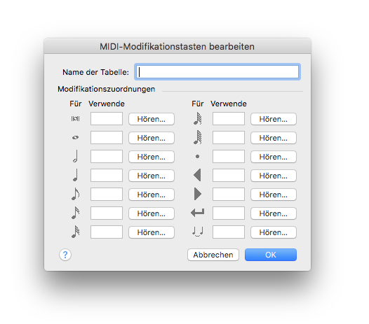 Dialogbox MIDI-Modifikationstasten bearbeiten