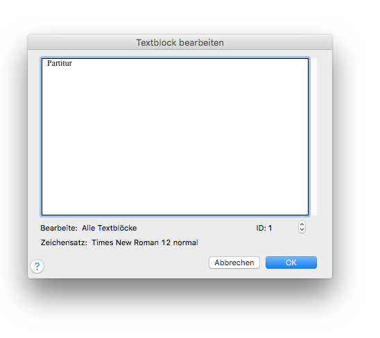 Dialogbox Textblock bearbeiten