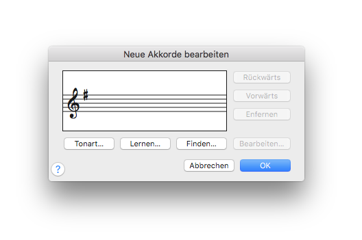 Dialogbox Neue Akkorde bearbeiten