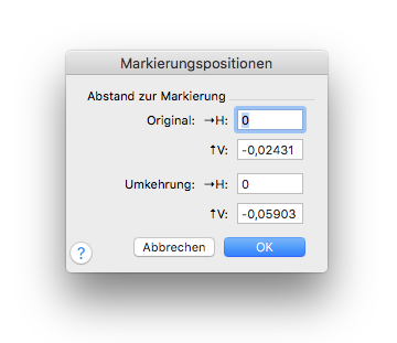 Dialogbox Markierungspositionen