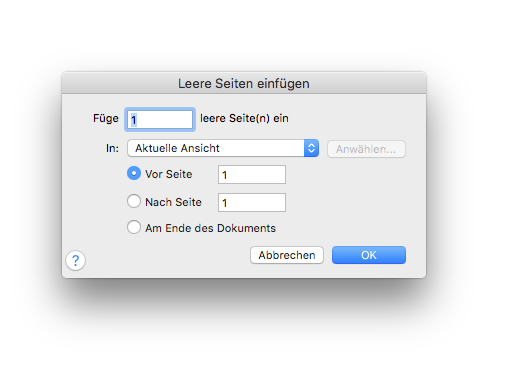 Dialogbox Leere Seiten einfügen