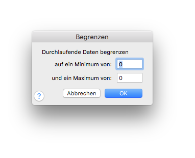 Dialogbox Begrenzen – Durchlaufende Daten