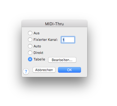 Dialogbox MIDI Thru