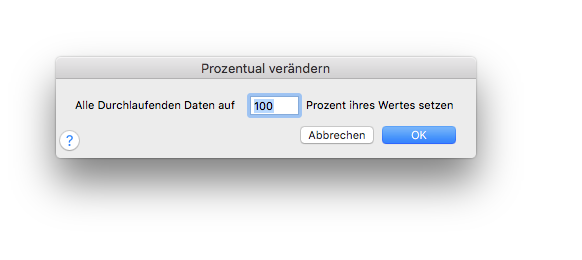 Dialogbox Prozentual verändern – Durchlaufende Daten