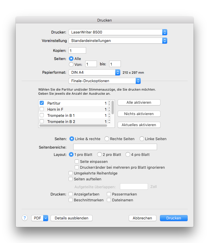 Dialogbox Drucken