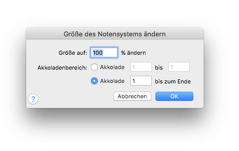 Dialogbox Größe des Notensystems ändern