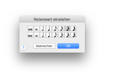 Dialogbox Notenwert einstellen