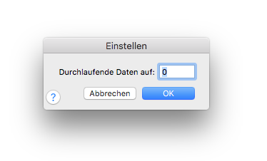 Dialogbox Einstellen – Durchlaufende Daten