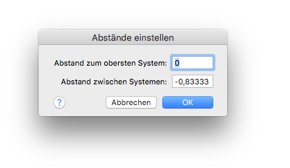 Dialogbox Abstände einstellen