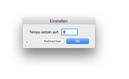 Dialogbox Einstellen – Tempo