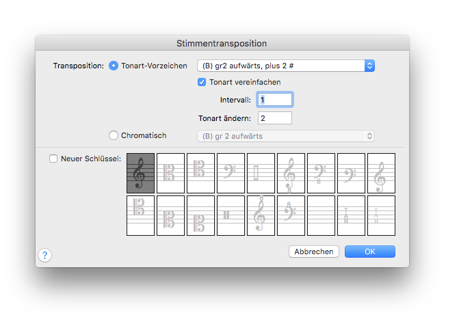 Dialogbox Stimmentransposition