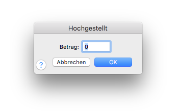 Dialogbox Hochgestellt
