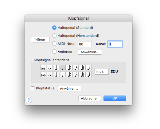 Dialogbox Klopfsignal