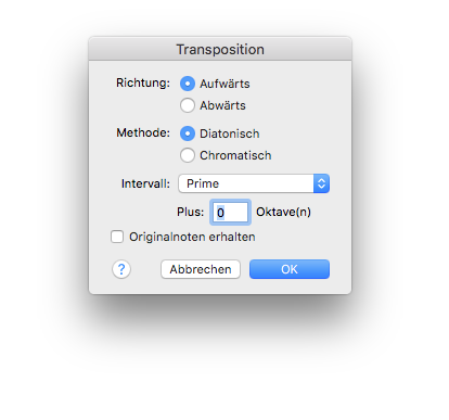 Dialogbox Transposition