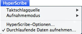 HyperScribe-Menü