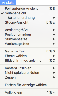 Ansicht-Menü