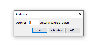Dialogbox Addieren – Durchlaufende Daten