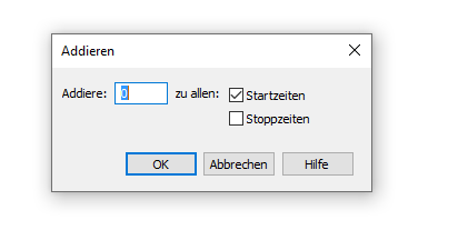 Dialogbox Addieren – Notendauern (Start-/Stoppzeiten)