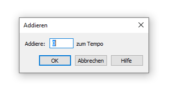 Dialogbox Addieren – Tempo
