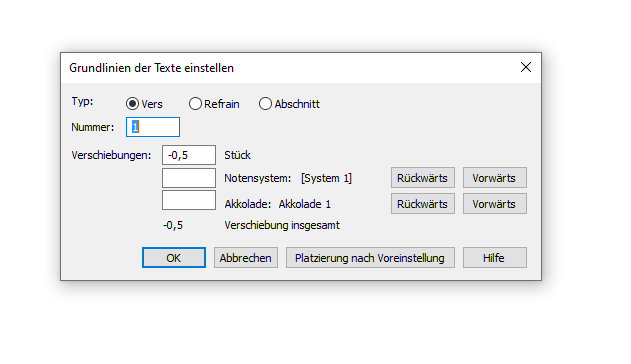Dialogbox Grundlinien