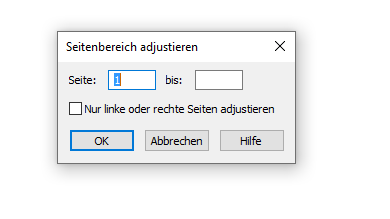 Dialogbox Seitenbereich adjustieren