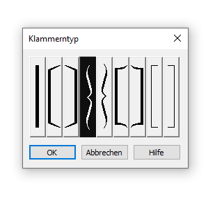 Dialogbox Klammerntyp
