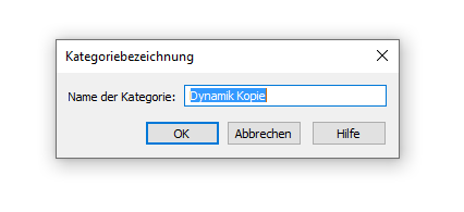 Dialogbox Kategoriebezeichnung