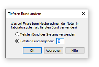 Dialogbox Tiefsten Bund ändern