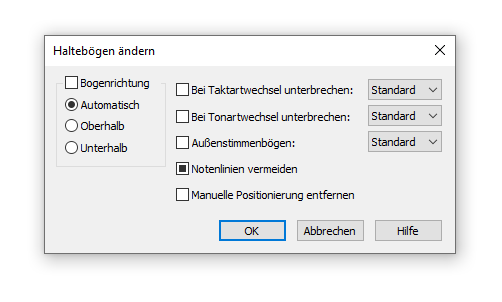 Dialogbox Haltebögen ändern