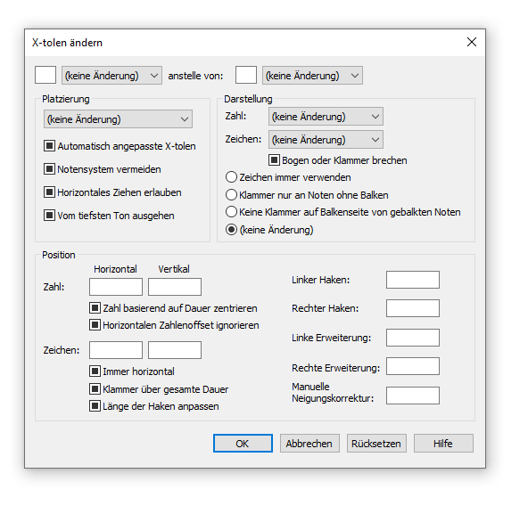 Dialogbox X-tolen ändern