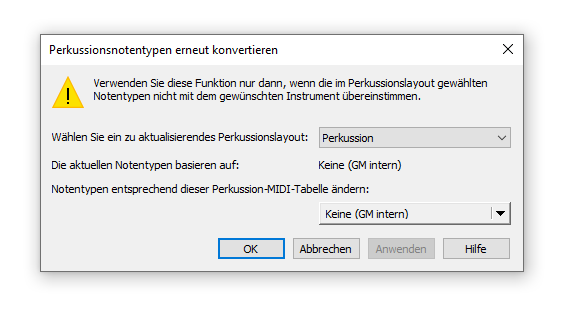 Dialogbox Perkussionsnotentypen erneut konvertieren
