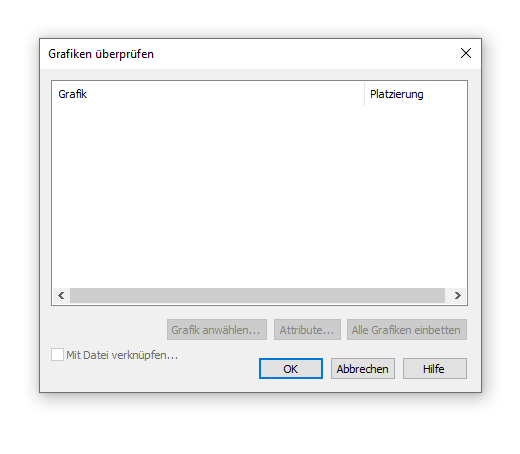 Dialogbox Grafiken überprüfen