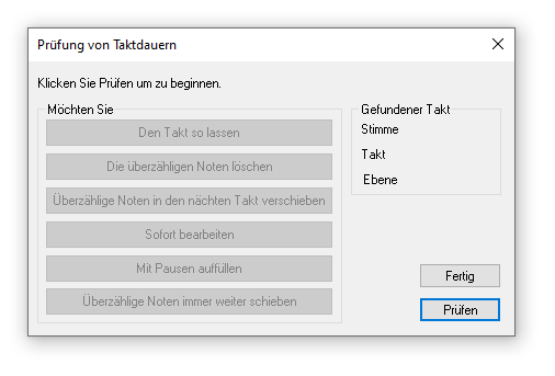 Dialogbox Prüfung von Taktdauern (Plug-In)