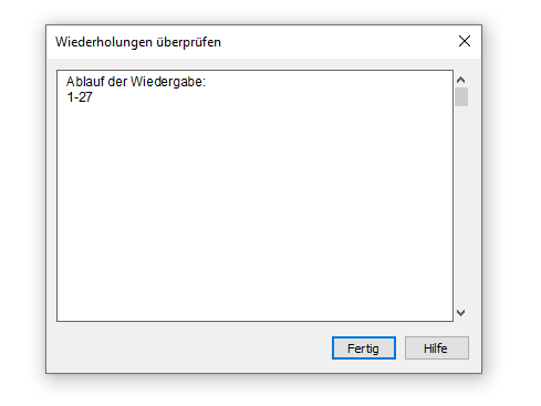 Dialogbox Wiederholungen überprüfen