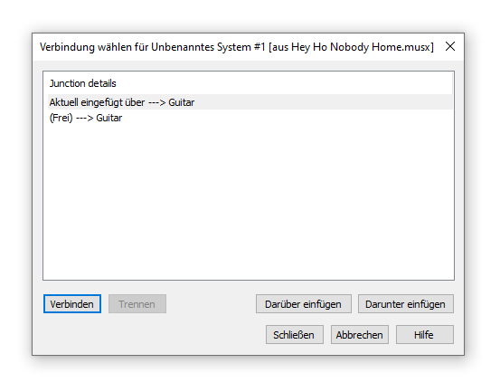 Dialogbox Verbindung wählen für System