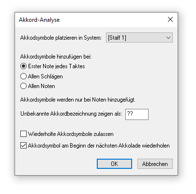 Dialogbox Akkord-Analyse
