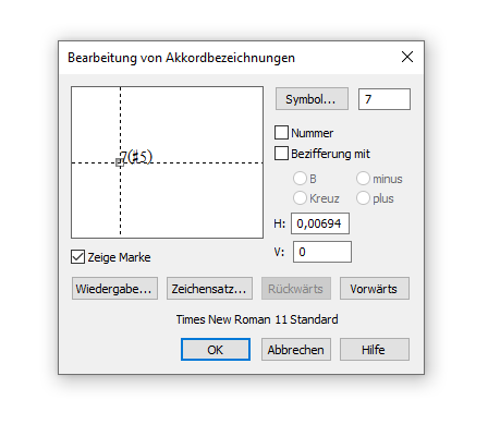 Dialogbox Bearbeitung von Akkordbezeichnungen