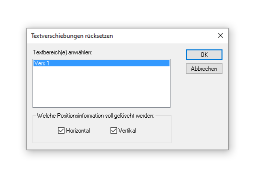 Dialogbox Textverschiebungen rücksetzen